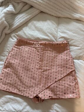 Free the Roses Pink Metallic-Stud Wrap Mini Skort